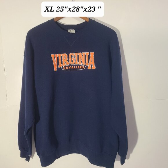 Vintage 90s Virginia Cavaliers Navy Blue Men's XL Sweatshirt VGUC - Picture 1 of 4